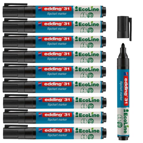 edding 31 Ecoline Flipchart-Marker schwarz 1,5 - 3,0 mm, 10 St.
