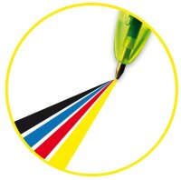 BIC 4-Farben-Kugelschreiber 4 Colours Fluo neongelb, Schreibfarbe: schwarz, blau, rot, neongelb, 1 St.