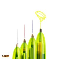 BIC 4-Farben-Kugelschreiber 4 Colours Fluo neongelb, Schreibfarbe: schwarz, blau, rot, neongelb, 1 St.