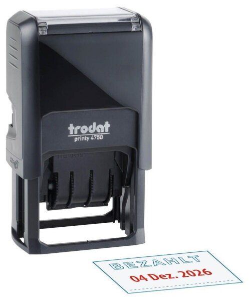 trodat Datumstempel mit Text "Bezahlt" printy-dater 4750/L2 selbstfärbend blau rot, 1 St.