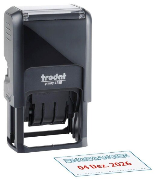 trodat Datumstempel mit Text "Eingegangen" printy-dater 4750/L1 selbstfärbend blau rot, 1 St.