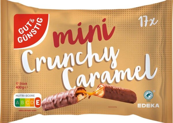GUT&GÜNSTIG mini Crunchy Caramel Schokoriegel 17 Riegel  ( 5920081009 )