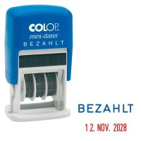 COLOP Datumstempel mit Text "Bezahlt"...