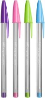 BIC Kugelschreiber Cristal Fun transparent, Schreibfarbe: farbsortiert, 4 St.