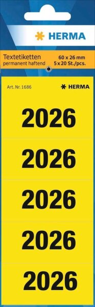 HERMA Inhaltsschilder 2026 gelb, 100 St.