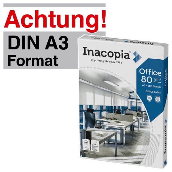 Inacopia Kopierpapier office DIN A3 80 g/qm 500 Blatt