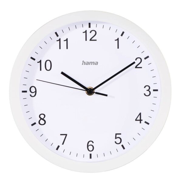 hama Wanduhr Elba weiß Kunststoff, Ø 25,0 cm
