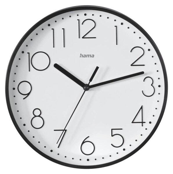 hama Wanduhr Salina weiß schwarz Kunststoff, Ø 22,0 cm