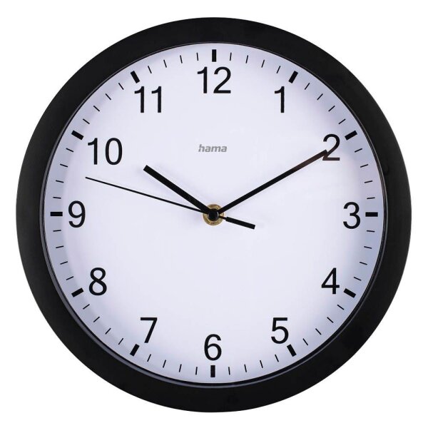 hama Wanduhr Elba weiß schwarz Kunststoff, Ø 25,0 cm