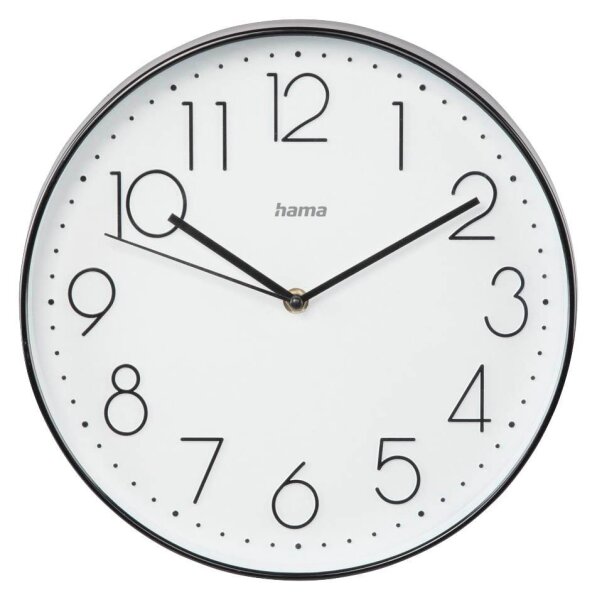 hama Wanduhr Korsika weiß schwarz Kunststoff, Ø 30,0 cm
