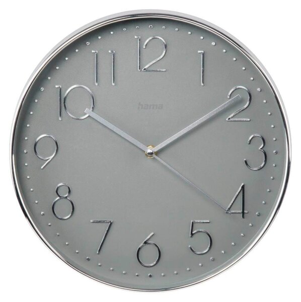 hama Wanduhr Korsika grau silber Kunststoff, Ø 30,0 cm