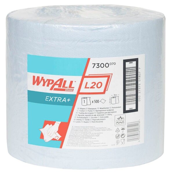WYPALL Putztuchrolle L20 EXTRA+ 2-lagig blau, 500 Blätter, 1 Rolle