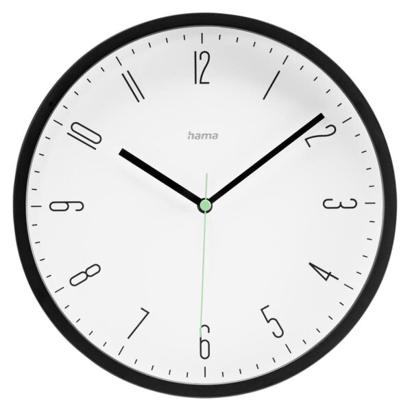 hama Wanduhr Capri weiß schwarz Kunststoff, Ø 25,0 cm