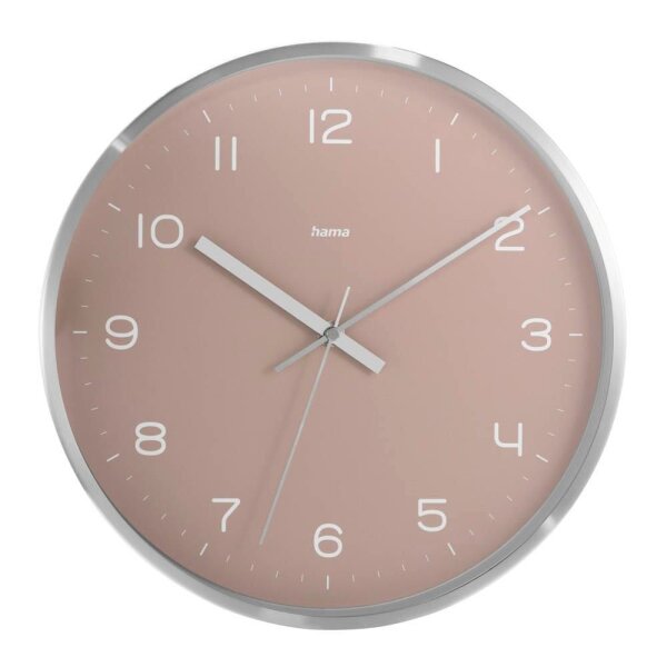 hama Funkwanduhr Fidschi rosa silber Aluminium, Ø 30,0 cm