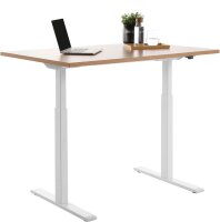 Topstar E-Table elektrisch höhenverstellbarer Schreibtisch buche rechteckig, T-Fuß-Gestell weiß 120,0 x 80,0 cm