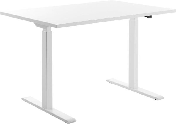 Topstar E-Table elektrisch höhenverstellbarer Schreibtisch weiß rechteckig, T-Fuß-Gestell weiß 120,0 x 80,0 cm