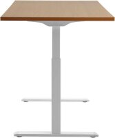 Topstar E-Table elektrisch höhenverstellbarer Schreibtisch buche rechteckig, T-Fuß-Gestell weiß 160,0 x 80,0 cm