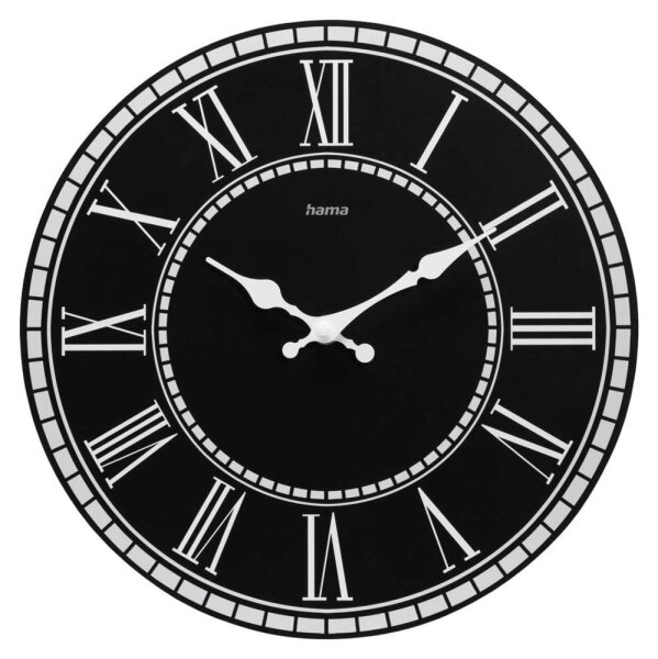 hama Wanduhr Rab schwarz Mitteldichte Holzfaserplatte (MDF), Ø 30,0 cm
