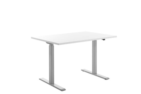 Topstar E-Table elektrisch höhenverstellbarer Schreibtisch weiß rechteckig, T-Fuß-Gestell grau 120,0 x 80,0 cm