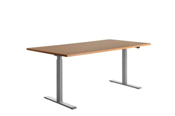 Topstar E-Table elektrisch höhenverstellbarer Schreibtisch buche rechteckig, T-Fuß-Gestell grau 180,0 x 80,0 cm