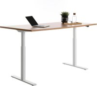 Topstar E-Table elektrisch höhenverstellbarer Schreibtisch buche rechteckig, T-Fuß-Gestell weiß 180,0 x 80,0 cm