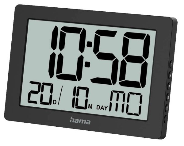 hama digitale Wanduhr Ko Tao schwarz Kunststoff 16,0 x 11,0 cm