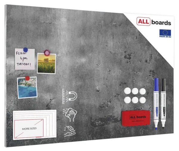 ALLboards Magnettafel 90,0 x 60,0 cm Betonmauer