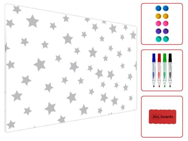 ALLboards Magnettafel 90,0 x 60,0 cm Graue Sterne
