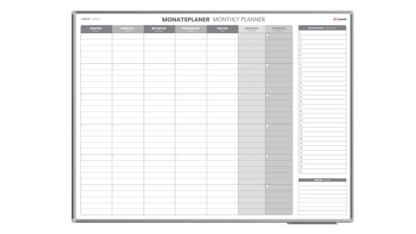 ALLboards Monatsplaner, Tageseinteilung 120,0 x 90,0 cm
