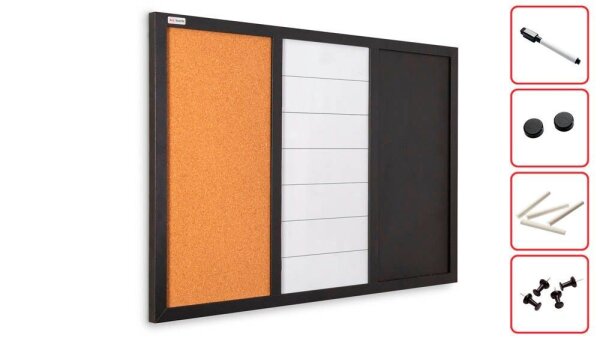 ALLboards Whiteboard-Pinnwand 3-in-1 Kombitafel 60,0 x 40,0 cm Textil schwarz