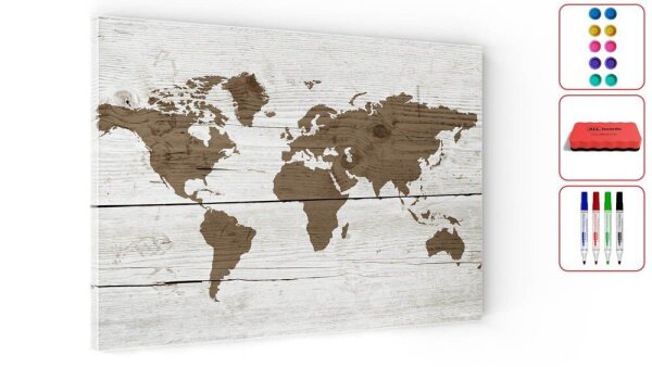 ALLboards Magnettafel 60,0 x 40,0 cm Weltkarte