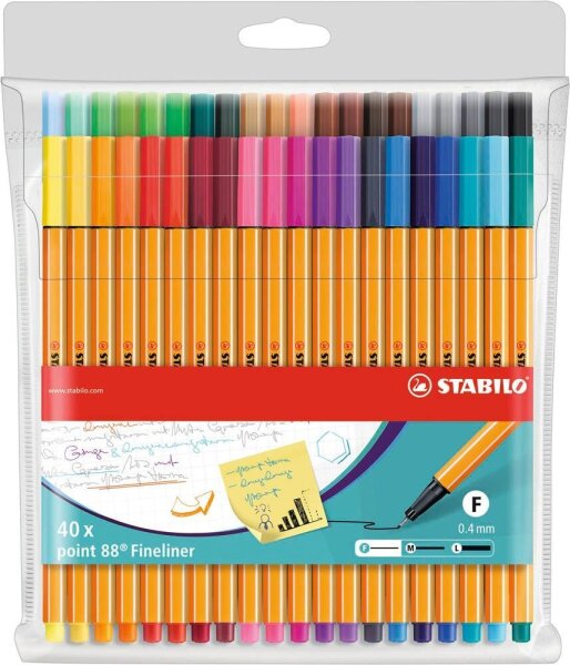 STABILO Point 88 Fineliner farbsortiert 0,4 mm, 40 St.