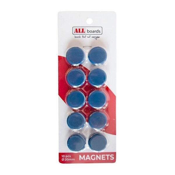 ALLboards Magnet blau, Kunststoff Ø 2,0 x 0,6 cm, 10 St.