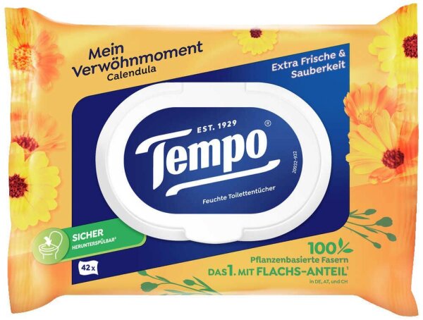 Tempo Feuchtes Toilettenpapier Mein Verwöhnmoment 1-lagig, 42 Tücher