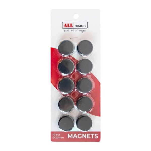 ALLboards Magnet schwarz, Kunststoff Ø 2,0 x 0,6 cm, 10 St.