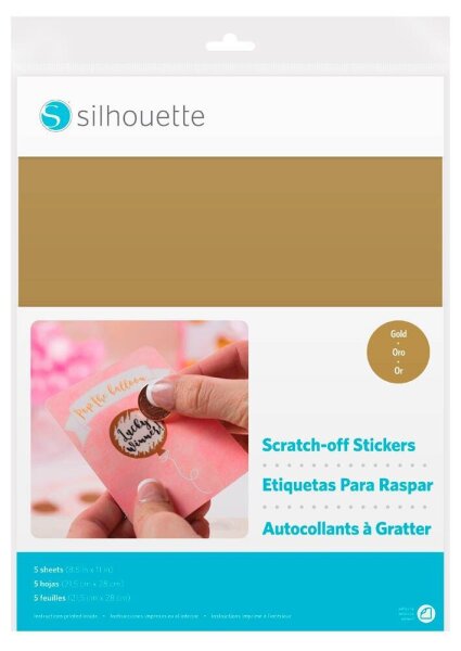 Silhouette MEDIA-SCRATCH-GLD Rubbel-Aufkleberfolie für Schneideplotter gold 215 x 280 mm,  5 Blatt