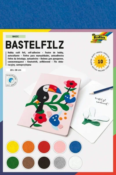folia Bastelfilz selbstklebend farbsortiert 10 Bogen