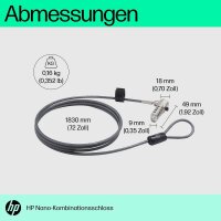 HP Nano Kombi-Diebstahlsicherung Laptopschloss 1,8 m