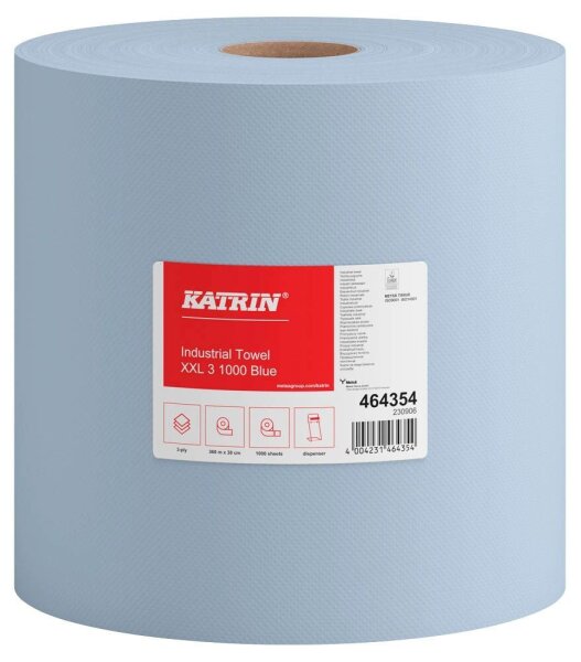 KATRIN Putztuchrolle XXL 3 Blue 3-lagig blau, 1.000 Blätter, 1 Rolle