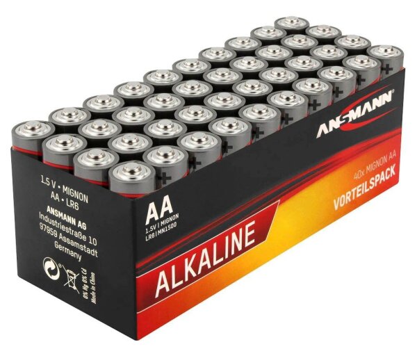 ANSMANN Batterien Red Alkaline Alkali-Mangan Mignon AA 1,5 V, 40 St.