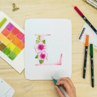 Tombow Florale Buchstaben Malset farbsortiert, 1 Set