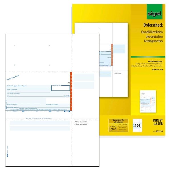 SIGEL SEPA-Orderscheck  Bankformulare ZV535, 100 Blatt