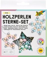 folia Perlen-Set Holzperlen Sterne pastell