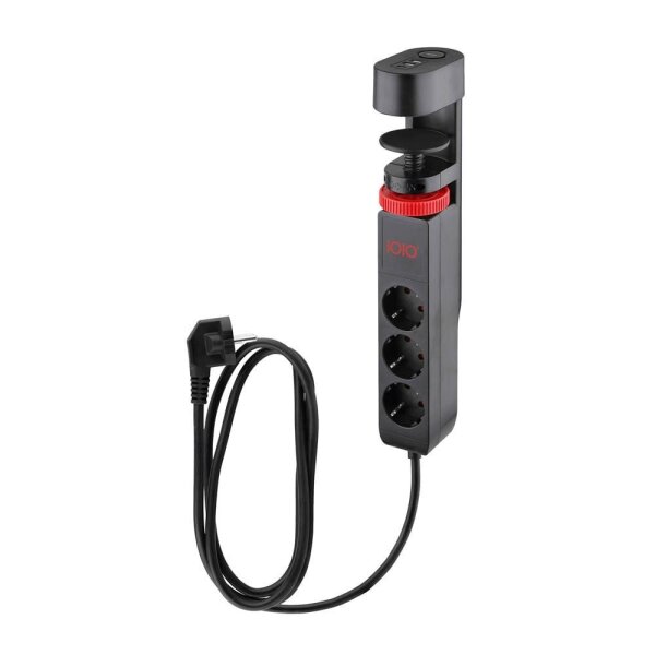 IOIO SL 3000 3-fach Tischsteckdose 1,5 m schwarz mit USB-Buchse
