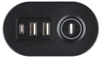 IOIO SL 3000 3-fach Tischsteckdose 1,5 m schwarz mit USB-Buchse