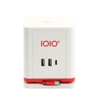 IOIO SW 1000 3-fach Steckdosenwürfel  1,5 m weiß mit USB-Buchse