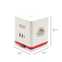 IOIO SW 1000 3-fach Steckdosenwürfel  1,5 m weiß mit USB-Buchse