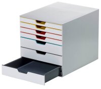 DURABLE Schubladenbox VARICOLOR®  weiß mit bunten Farblinien 762727, DIN A4 mit 7 Schubladen, 1 St.