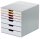 DURABLE Schubladenbox VARICOLOR®  weiß mit bunten Farblinien 762727, DIN A4 mit 7 Schubladen, 1 St.