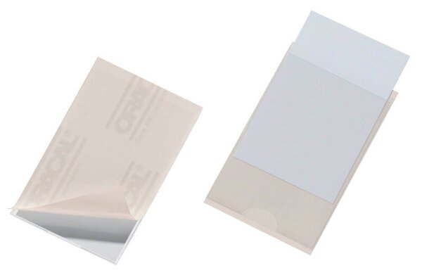 DURABLE Visitenkartentasche selbstklebend transparent, für 1 Visitenkarte, 100 St.